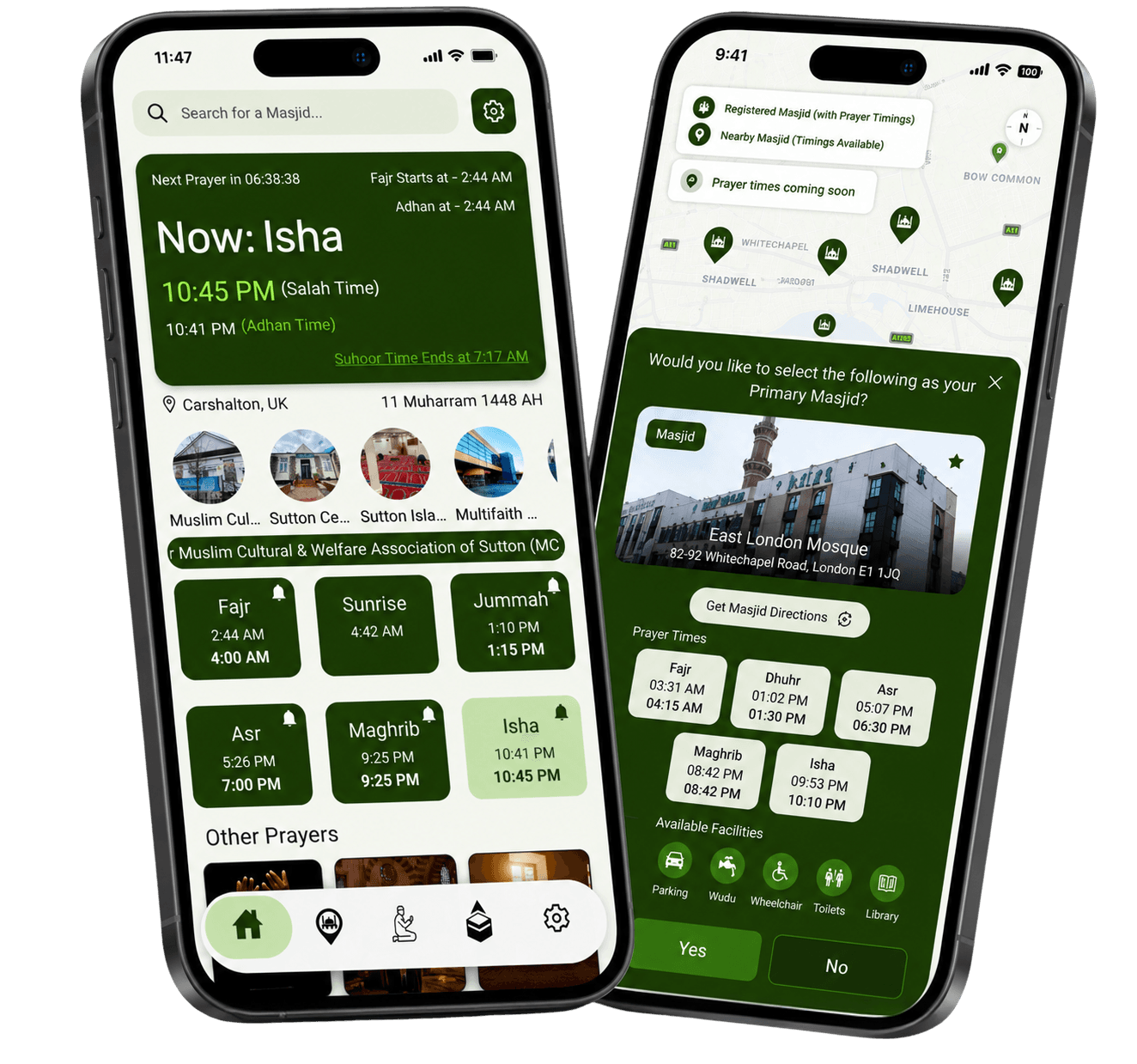 Adhan Salah Times app on iPhone